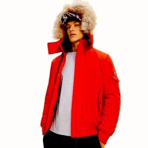 Red Fur-Trimmed Jacket Tommy hilfinger